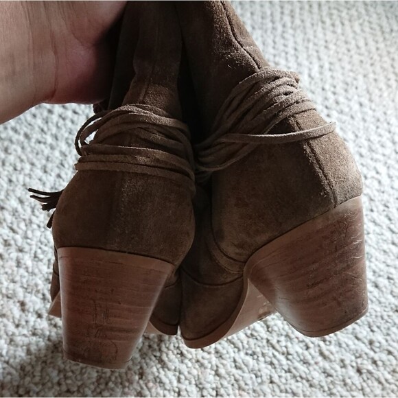 Ron White Brailee Ankle BOOTS Western Tassels brown Suede Pull On size 39.5 - Picture 7 of 11